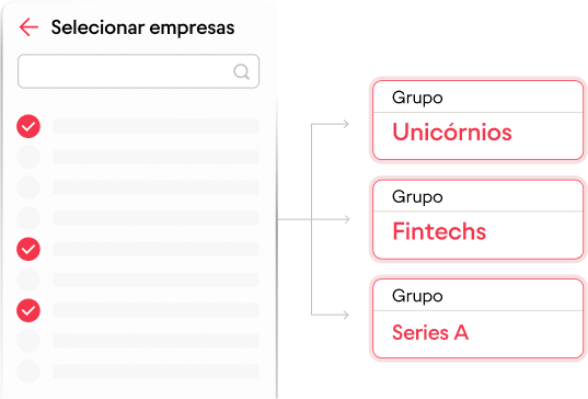 Crie múltiplos grupos de empresas selecionadas para comparação